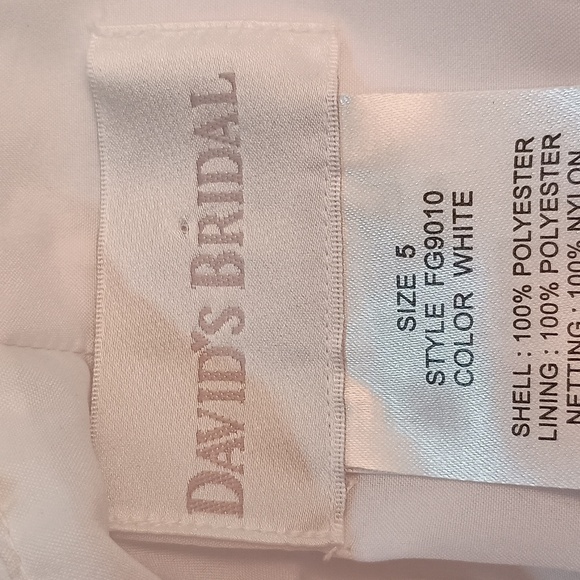 David Bridals White Beaded Embroidered Flower Girl Communion Dress Sz 5 - Picture 10 of 13